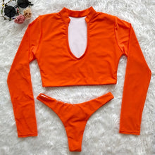 Load image into Gallery viewer, Long Sleeve Padded Bra Beach Swimsuit
